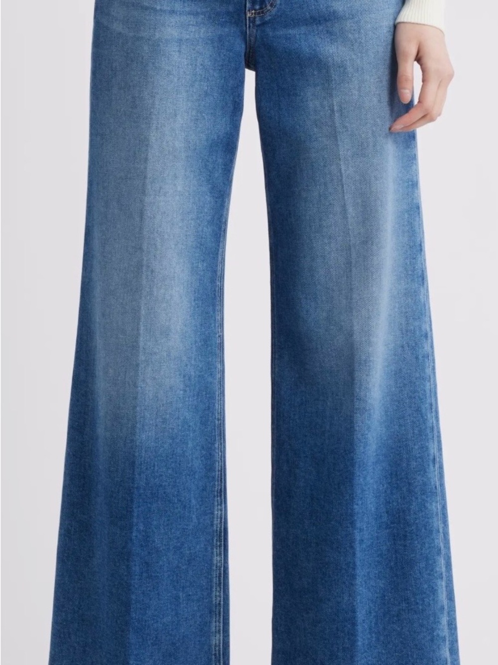 PAIGE Anessa High Waist Raw Hem Wide Leg Jeans Size 34 NWT
